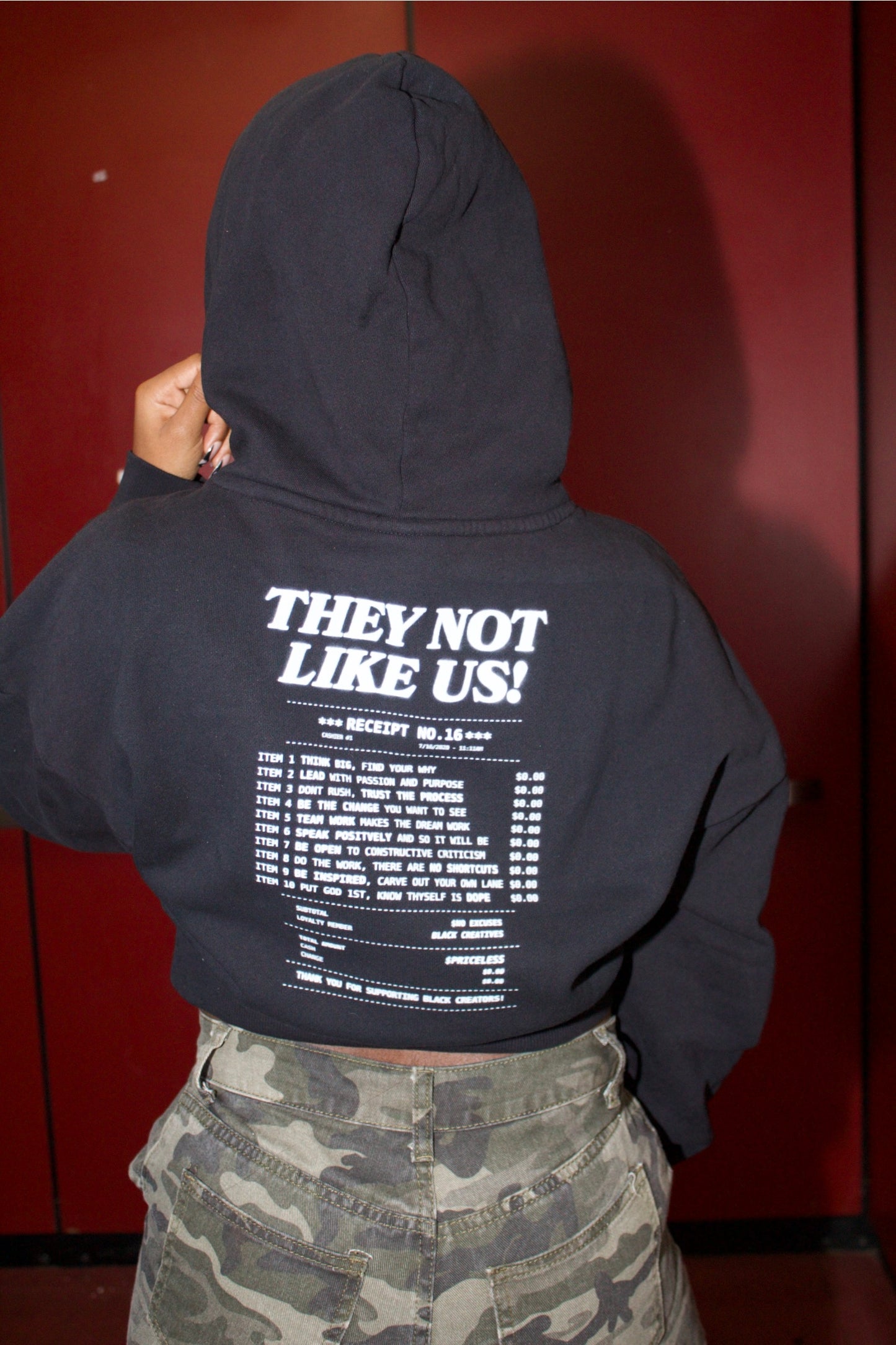 Support Black Creators Crop Hoodie Black