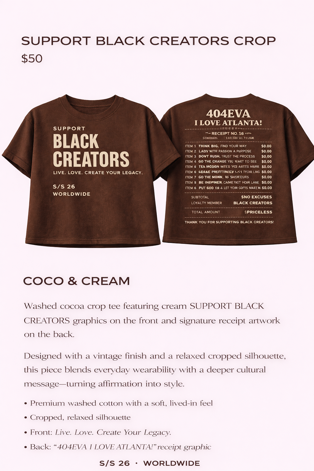 404EVA I LOVE ATLANTA! Crop Top