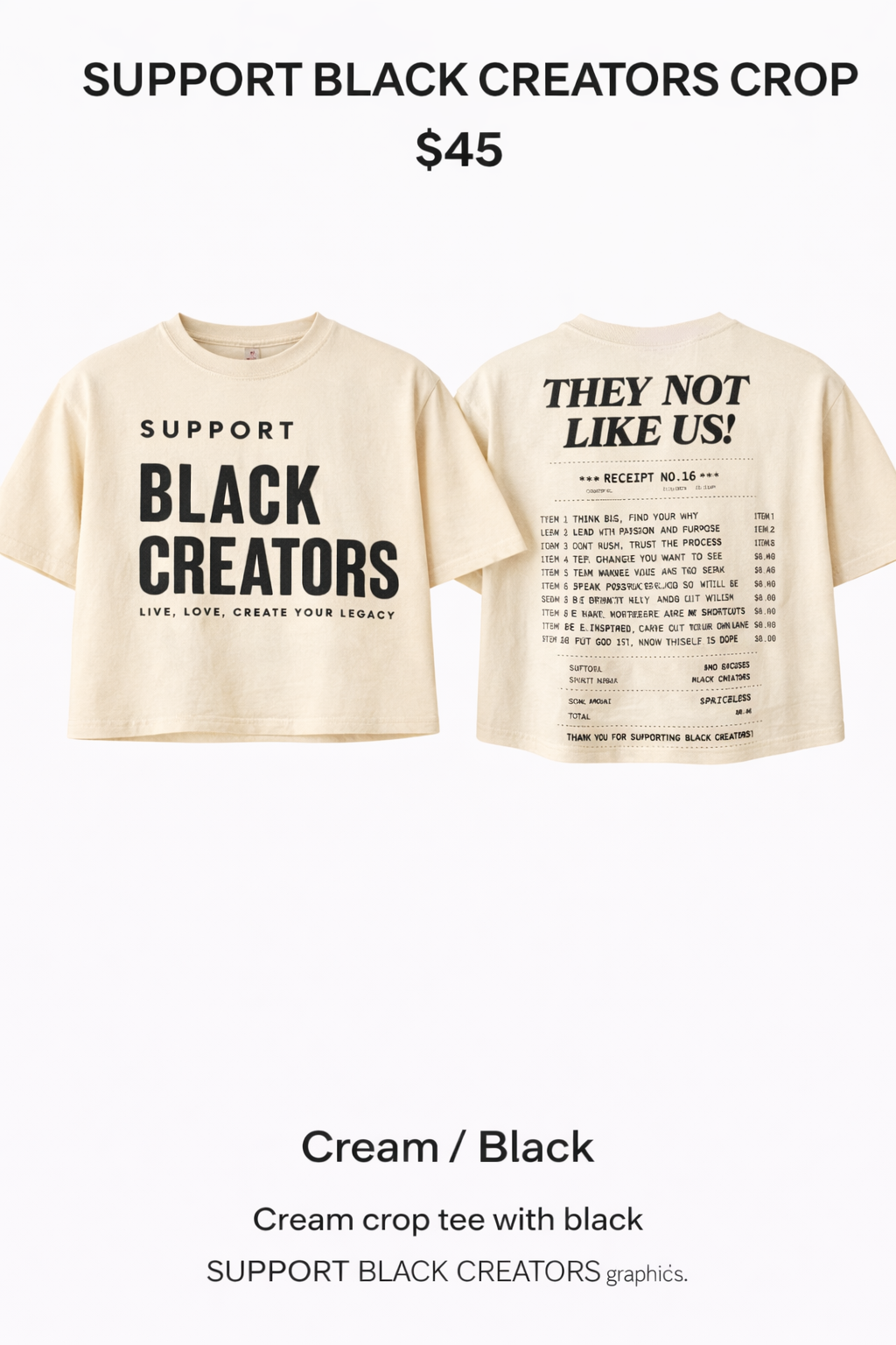 Support Black Creators crop top