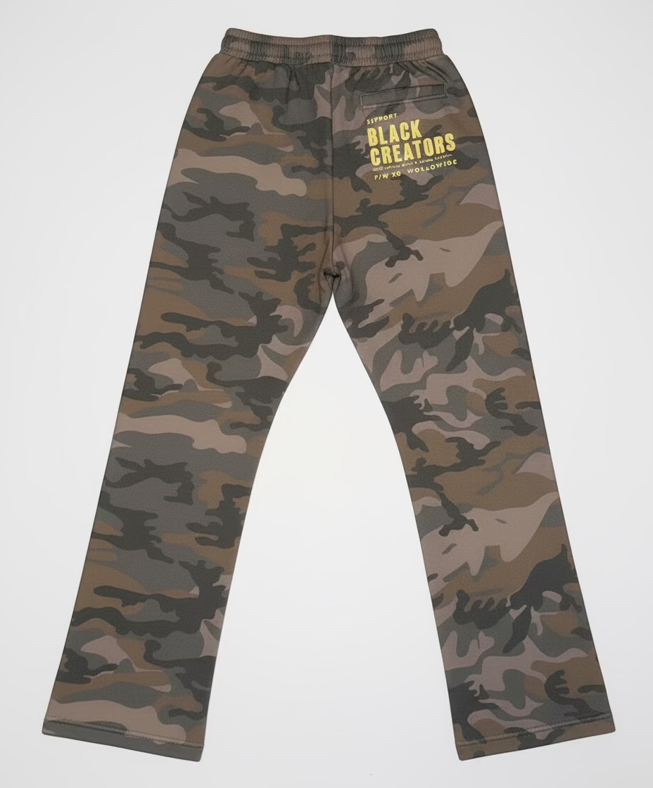 Support Black Creators Striped Camo Flare Joggers